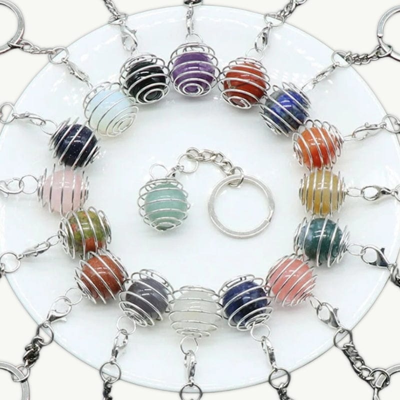 Porte-Clés Boule en Cristal Reiki - Couleur Aléatoire Aléatoire / 1 pièce