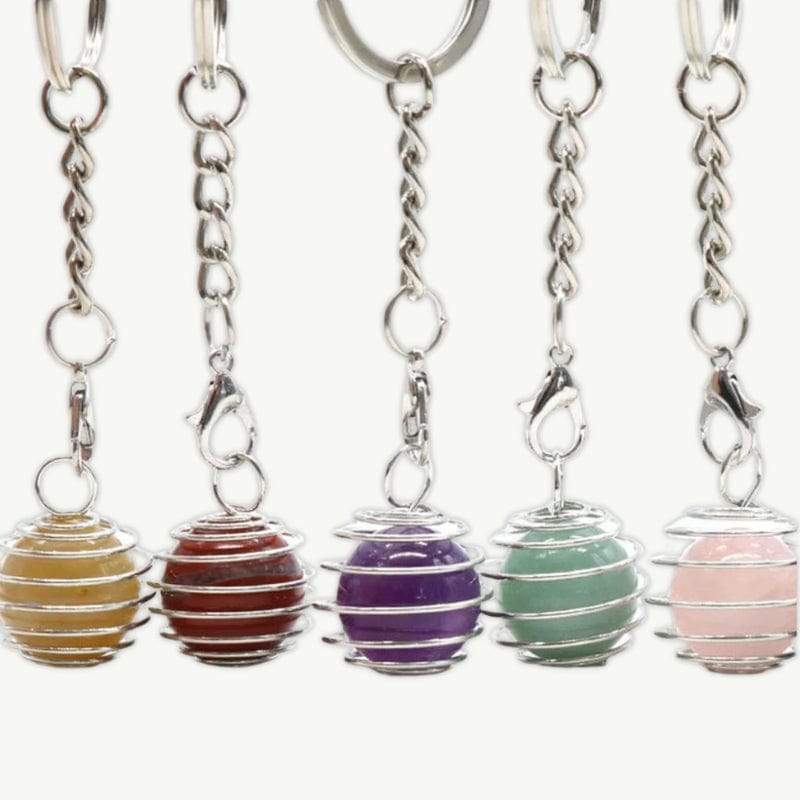 Porte-Clés Boule en Cristal Reiki - Couleur Aléatoire Aléatoire / 1 pièce