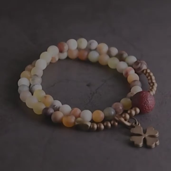 Presentation video du bracelet Solea en jade jaune et jaspe rouge